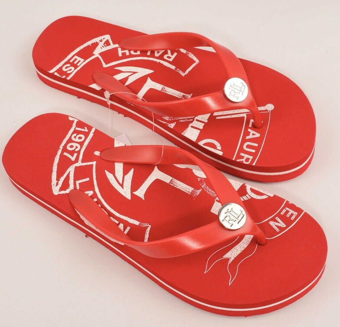 LAUREN RALPH LAUREN Women's ELISSA II Flip Flops Sandals, Red size UK 4.5 UK 5.5