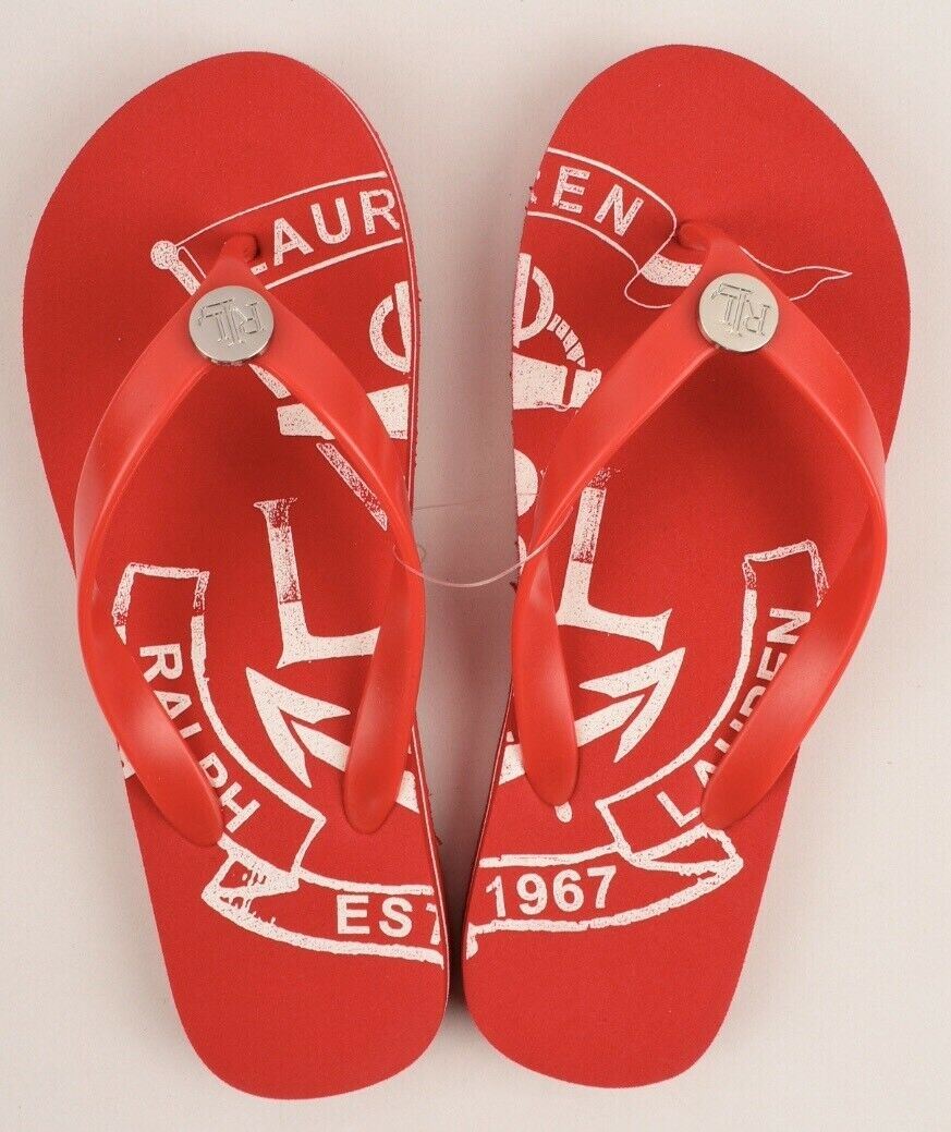 LAUREN RALPH LAUREN Women's ELISSA II Flip Flops Sandals, Red size UK 4.5 UK 5.5