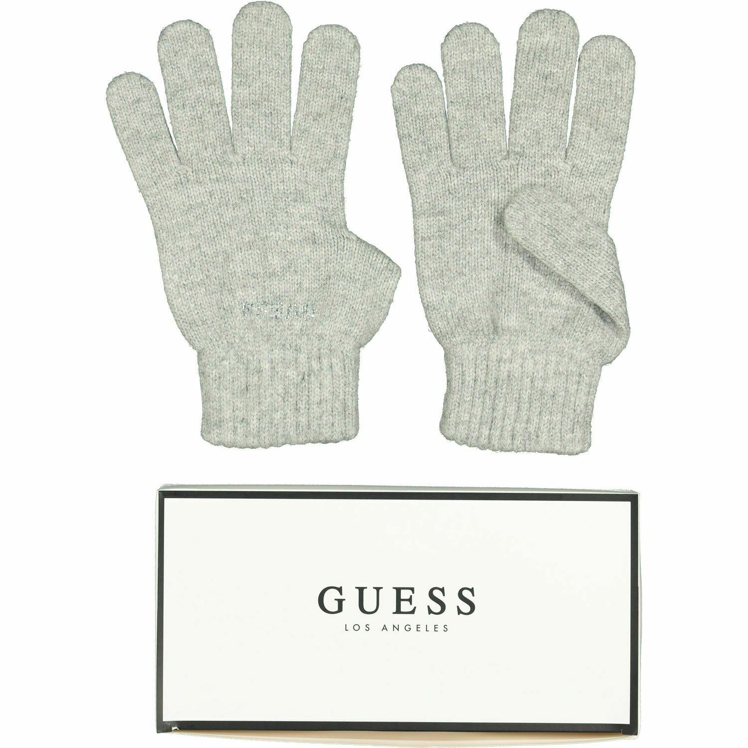 GUESS Women's Cashmere Blend Knitted Gloves, Grey, Boxed, size M /size L