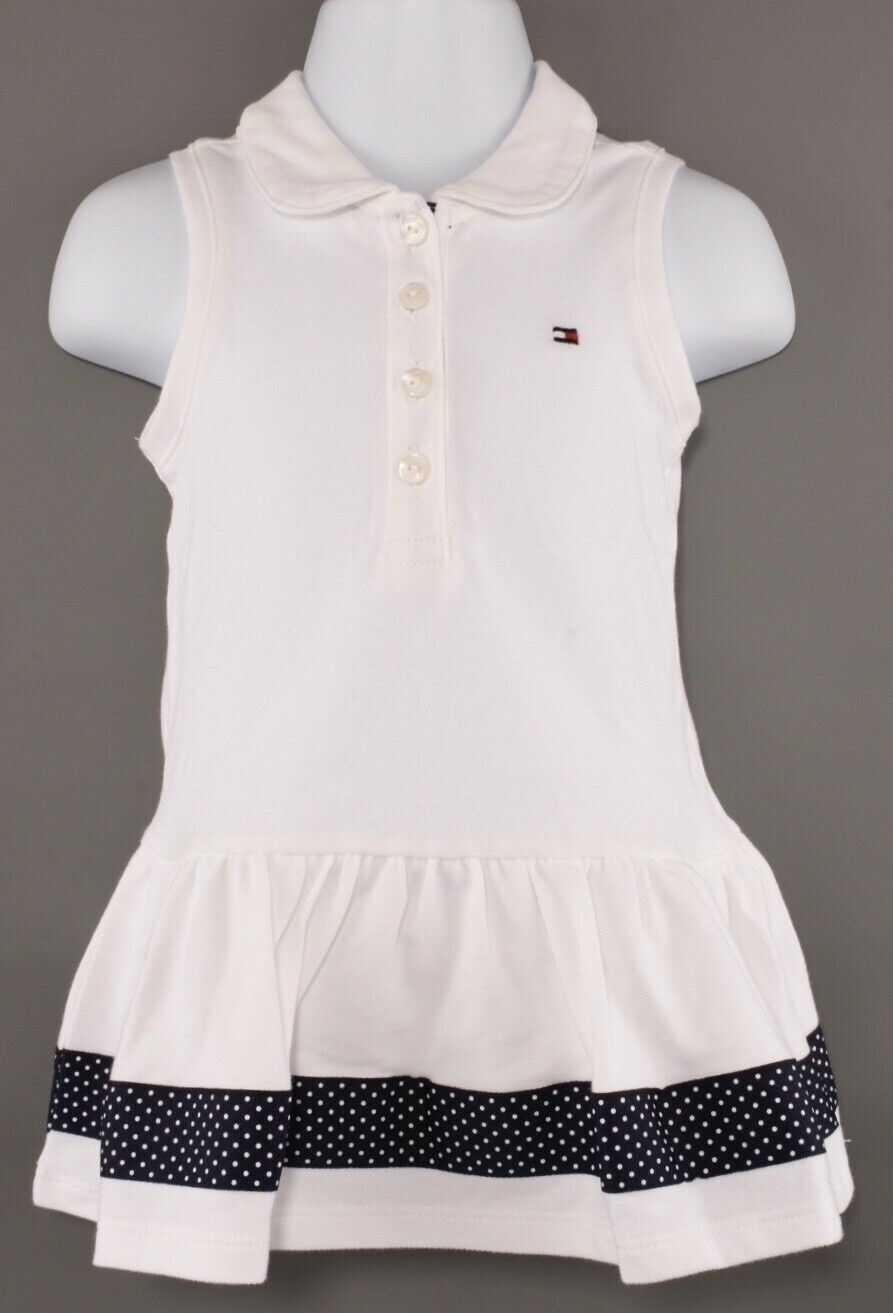 TOMMY HILFIGER Baby Girls' White Sleeveless Polo Dress, 12 m /18 m /24 months