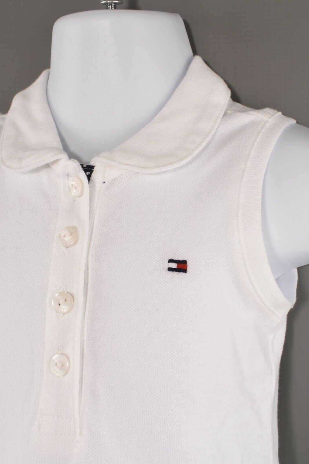 TOMMY HILFIGER Baby Girls' White Sleeveless Polo Dress, 12 m /18 m /24 months