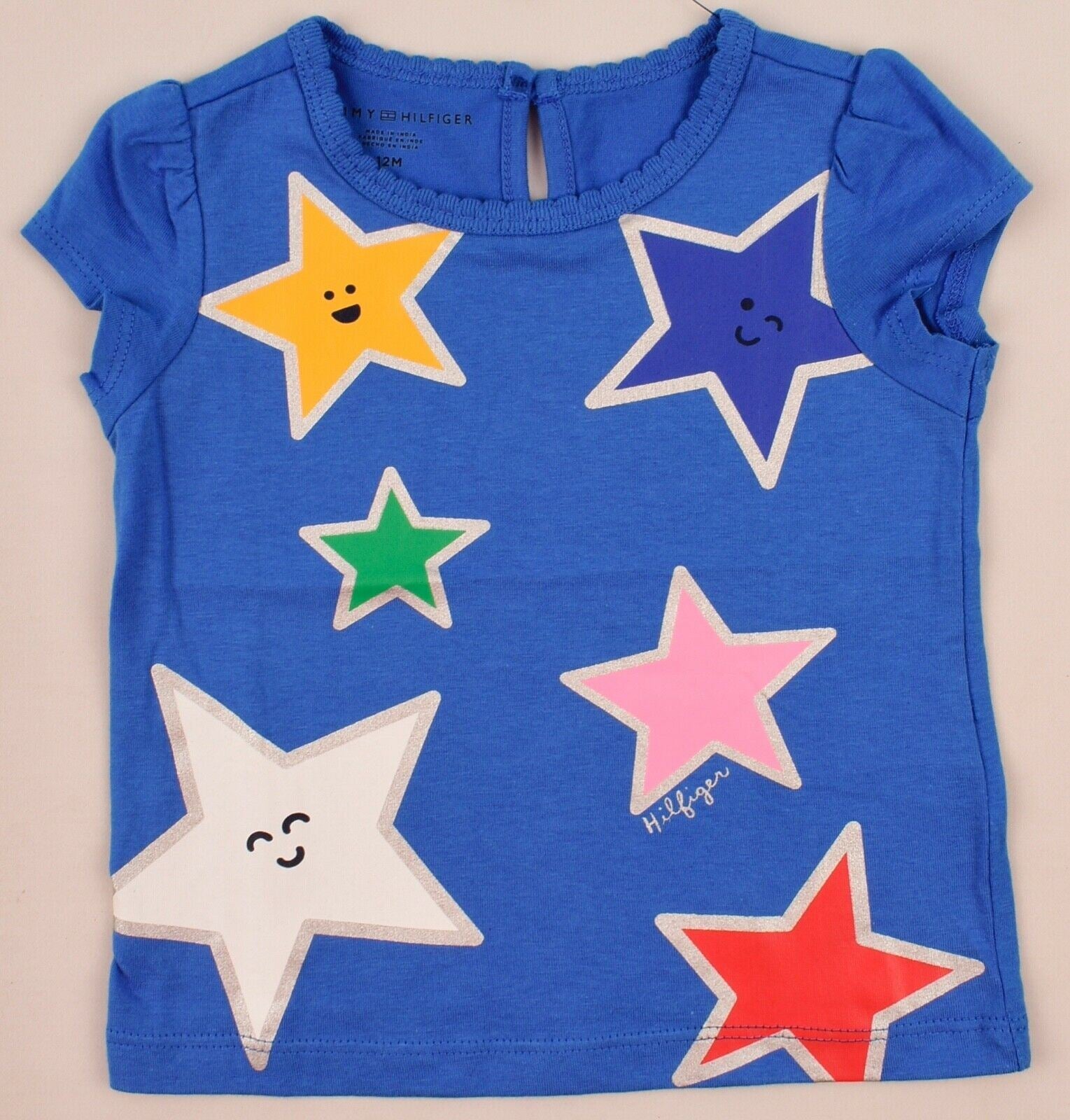 TOMMY HILFIGER Baby Girls' Star Print Blue Top, 3 m /6 m /12 m /18 months