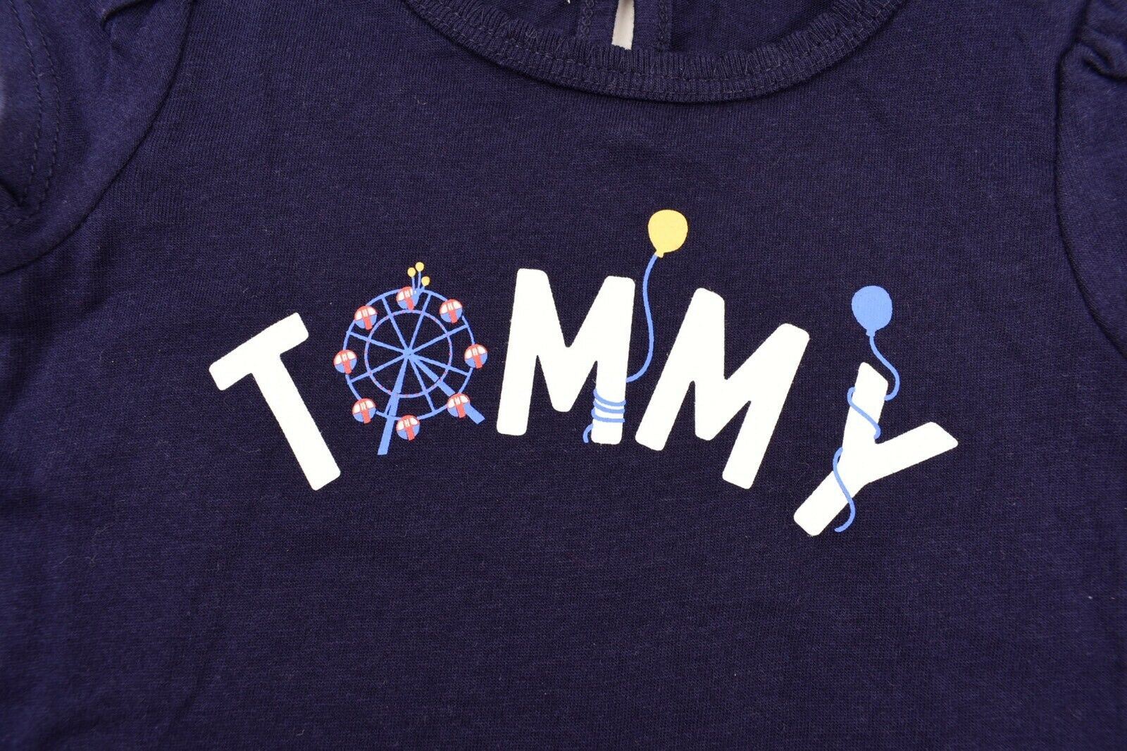 TOMMY HILFIGER Baby Girls Logo Print Top, Navy Blue, size 18 months
