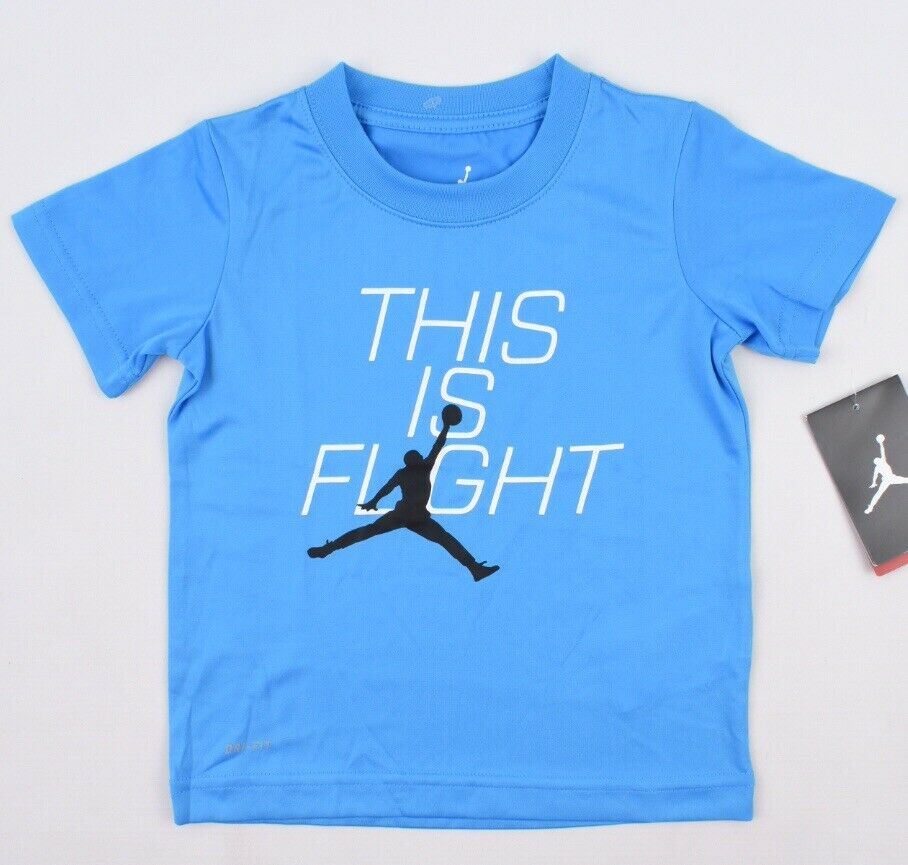 NIKE AIR JORDAN Boys' 'This is Flight' Dri-Fit T-shirt, Blue, 1 years to 2 years
