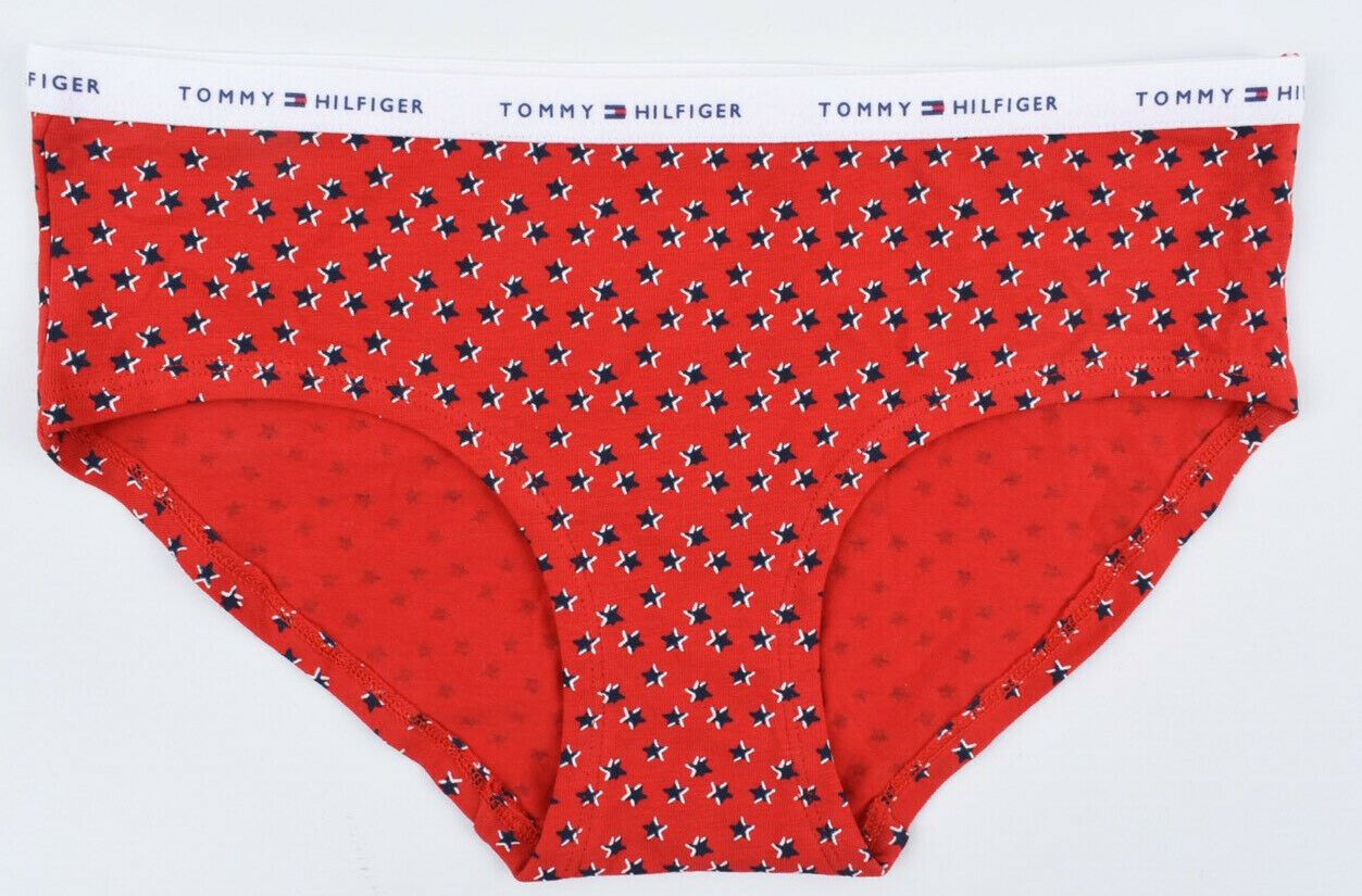 TOMMY HILFIGER Underwear Women's HIPSTER Briefs Red/Star Print, size S or size M