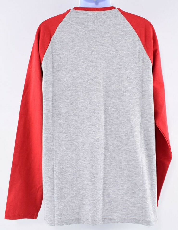 CALVIN KLEIN JEANS Boys' Long Sleeve Raglan Top, Grey/Red, 10 y /11 y /12 years