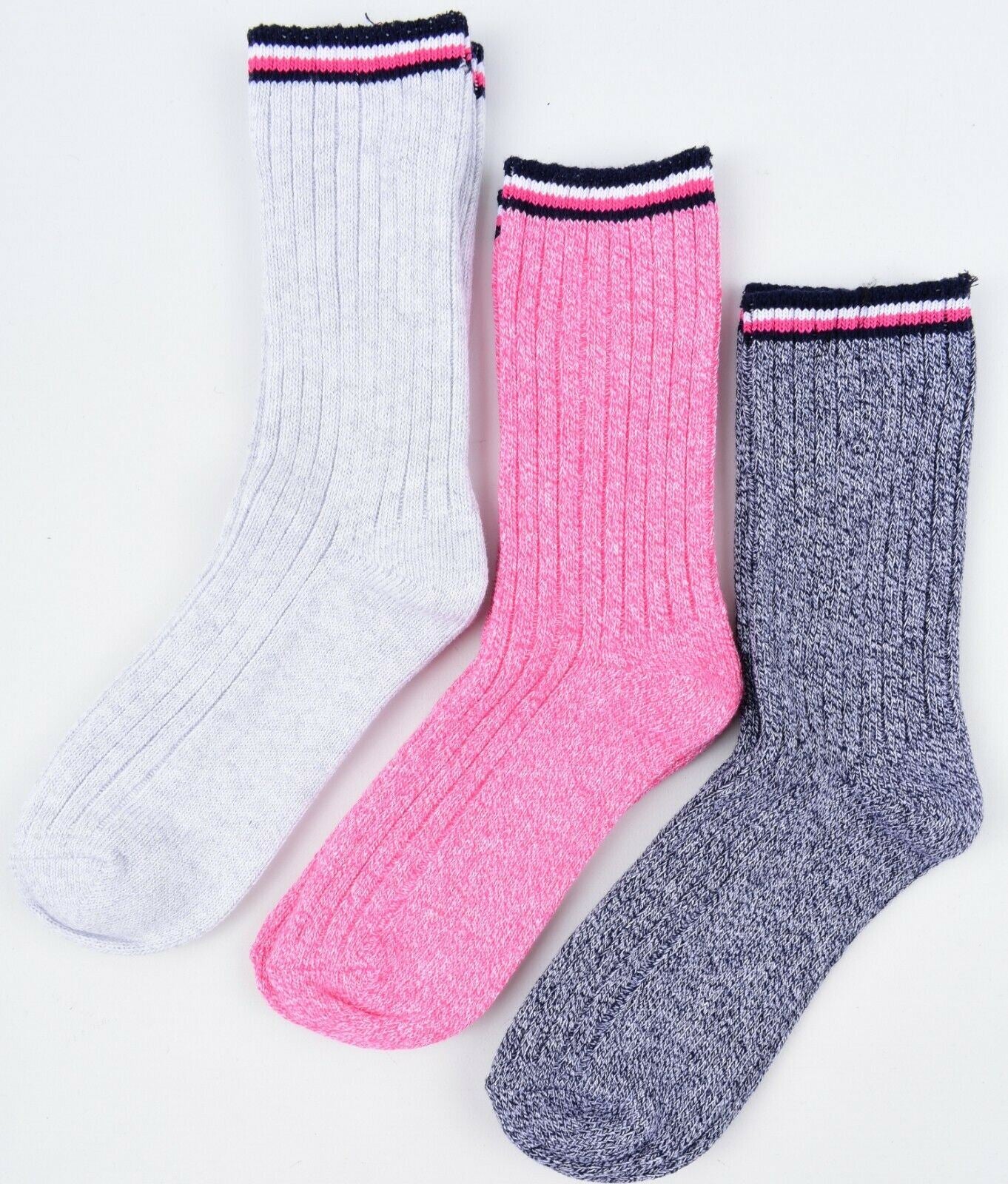TOMMY HILFIGER 3-pack Girls' Camper Socks, Grey/Pink/Charcoal, size 9-12 years