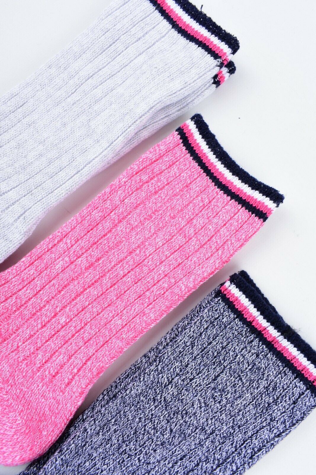 TOMMY HILFIGER 3-pack Girls' Camper Socks, Grey/Pink/Charcoal, size 4-7 years