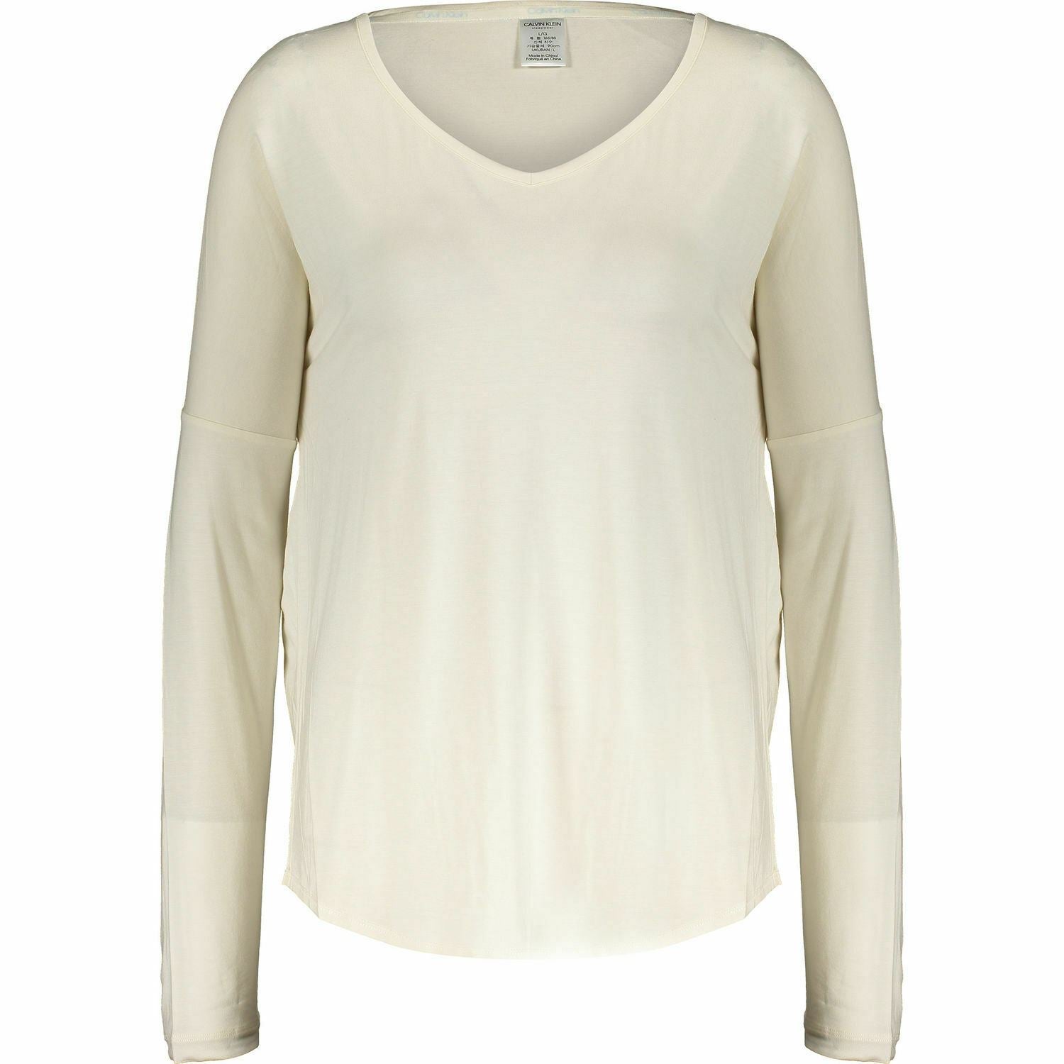 CALVIN KLEIN Sleepwear - Women's Long Sleeve Lounging/Pyjama Top, Cream, size M