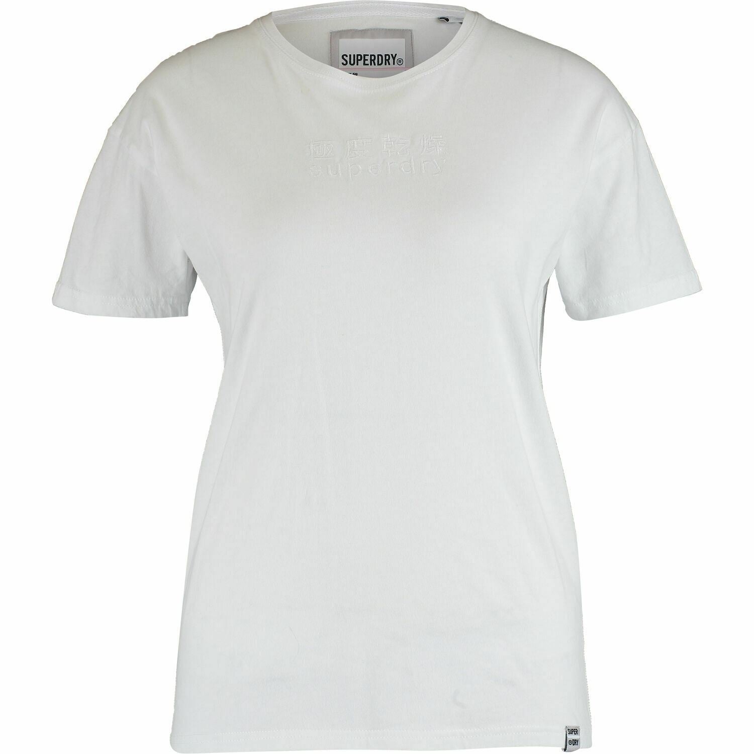 SUPERDRY Women's Short Sleeve Logo T-Shirt, Optic White, size L / UK 14