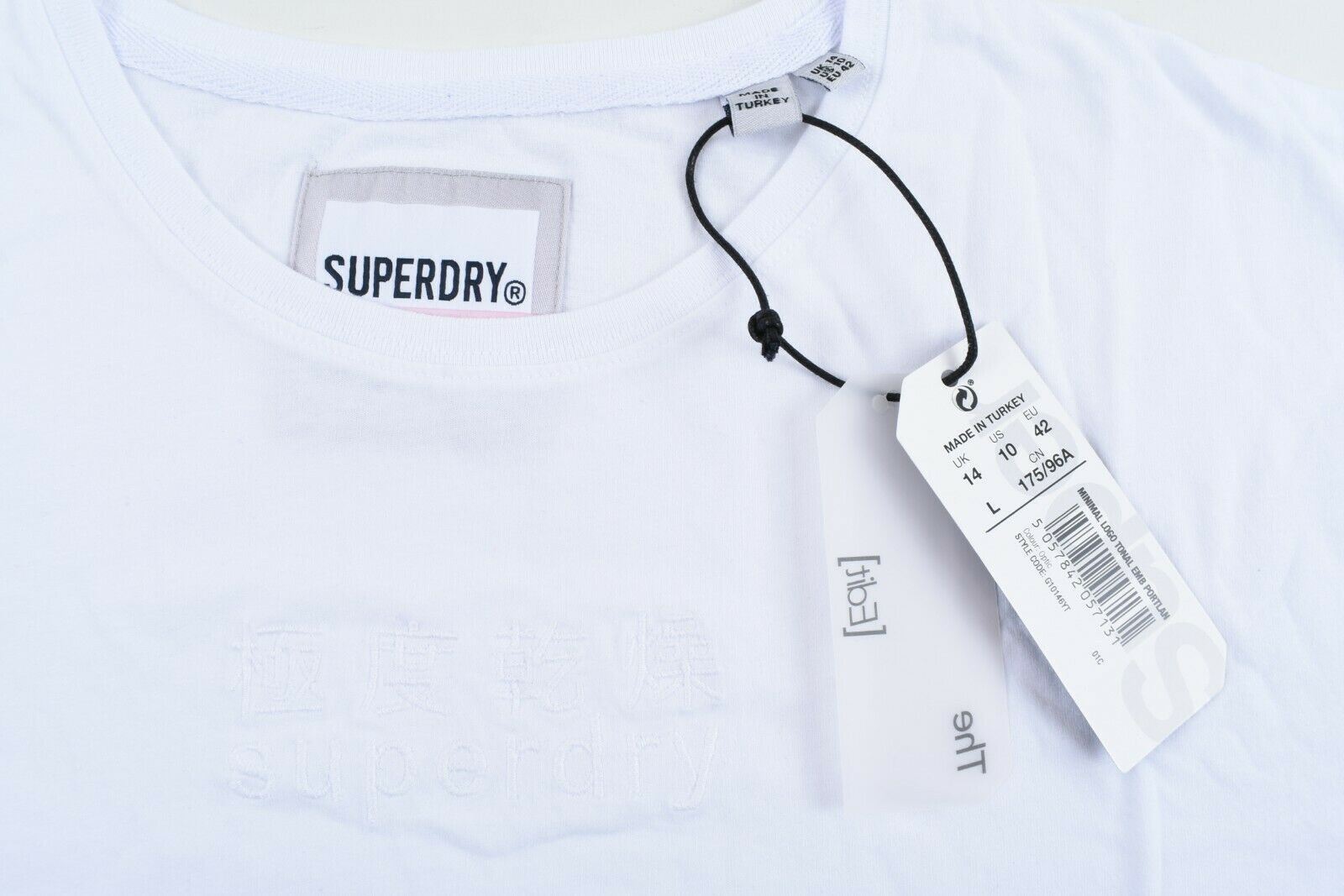 SUPERDRY Women's Short Sleeve Logo T-Shirt, Optic White, size L / UK 14