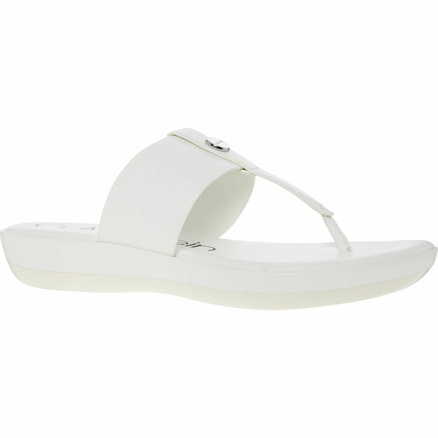 Calvin Klein Women's KIMMY White Grained Toe Post Sandals, UK 6 / EU 39