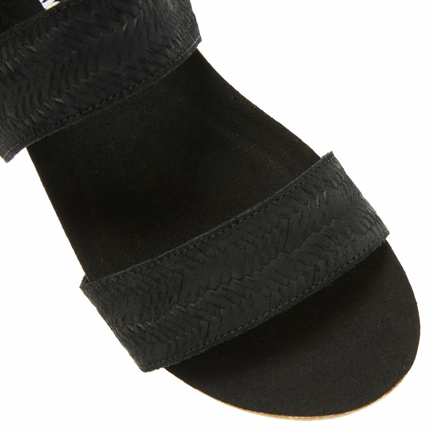 TIMBERLAND Women's MALIBU WAVES Black Embossed Suede Leather Sandals, UK 4.5