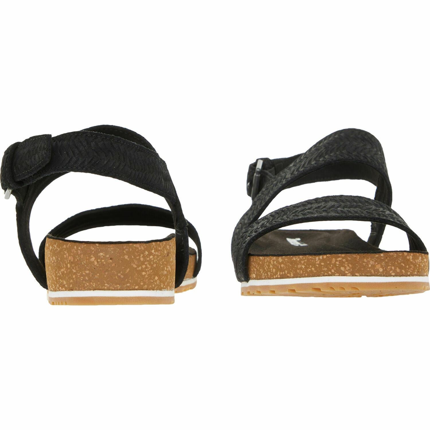 TIMBERLAND Women's MALIBU WAVES Black Embossed Suede Leather Sandals, UK 4.5