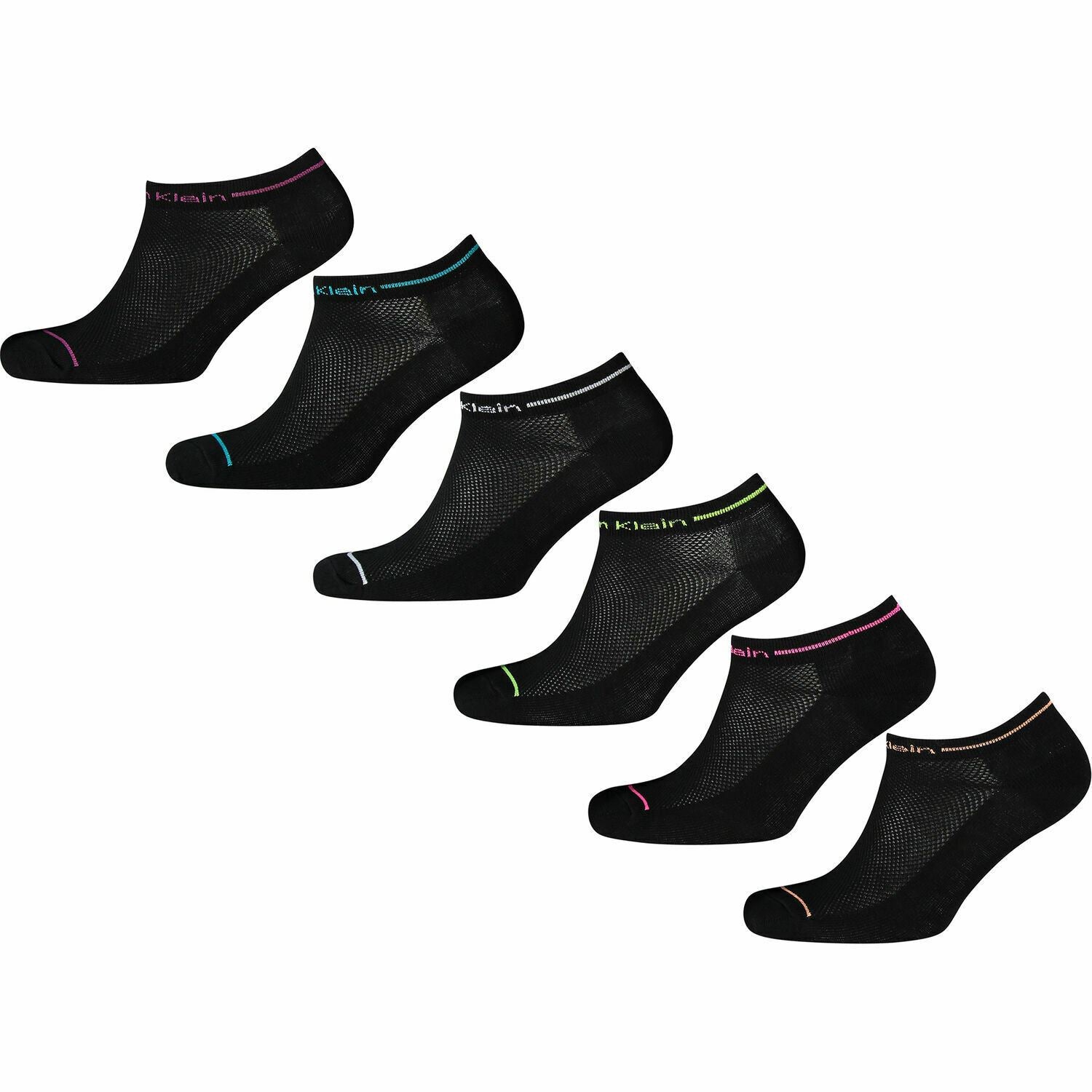 CALVIN KLEIN Women's 6-pk Combed Cotton Trainer Socks, Black, UK 4-7