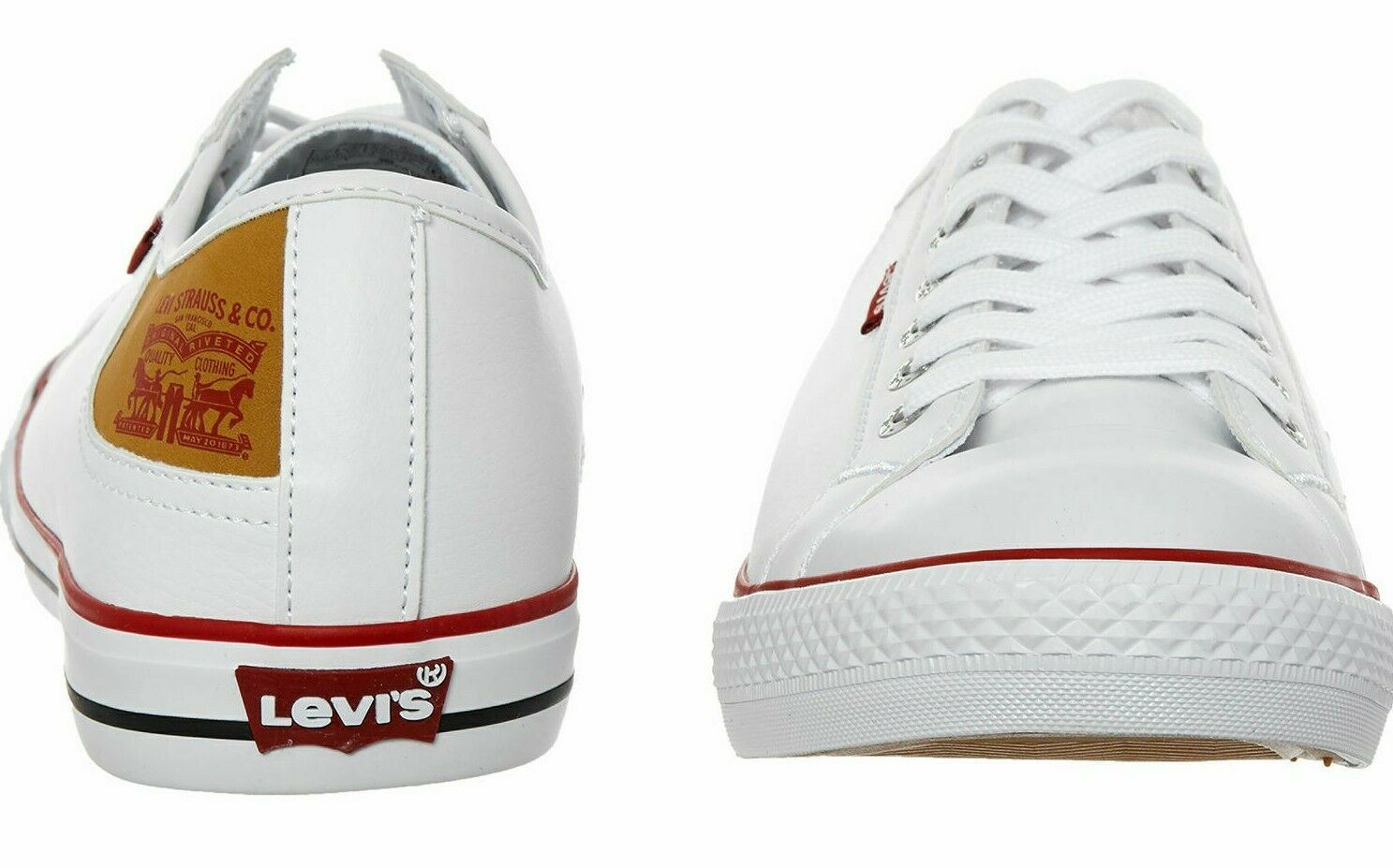 LEVI'S Men's STAN BUCK Faux Leather Trainers, White & Red, UK 10 EU 44