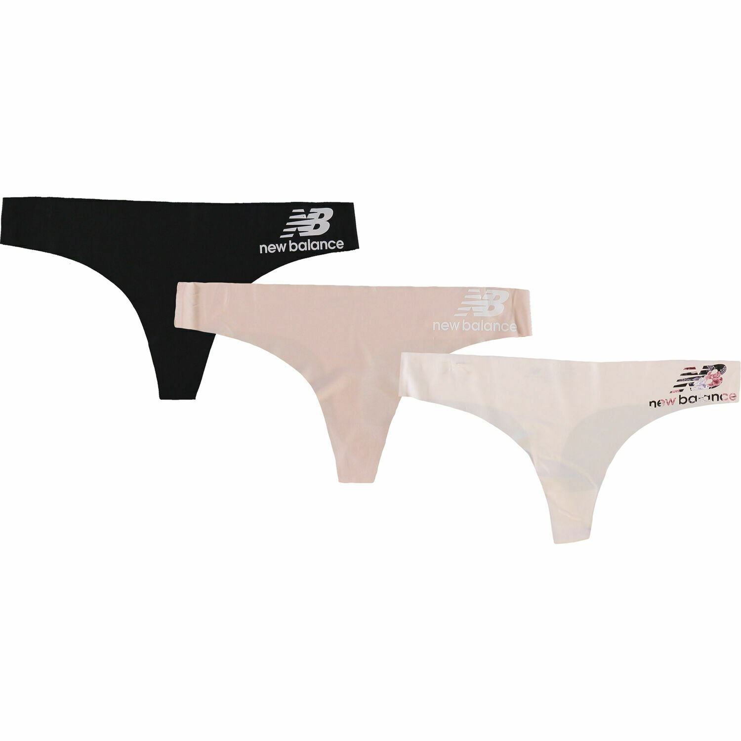 RARE USA NEW BALANCE Womens 3pk Seamless Thongs Knickers Black/Blush/Nude size M