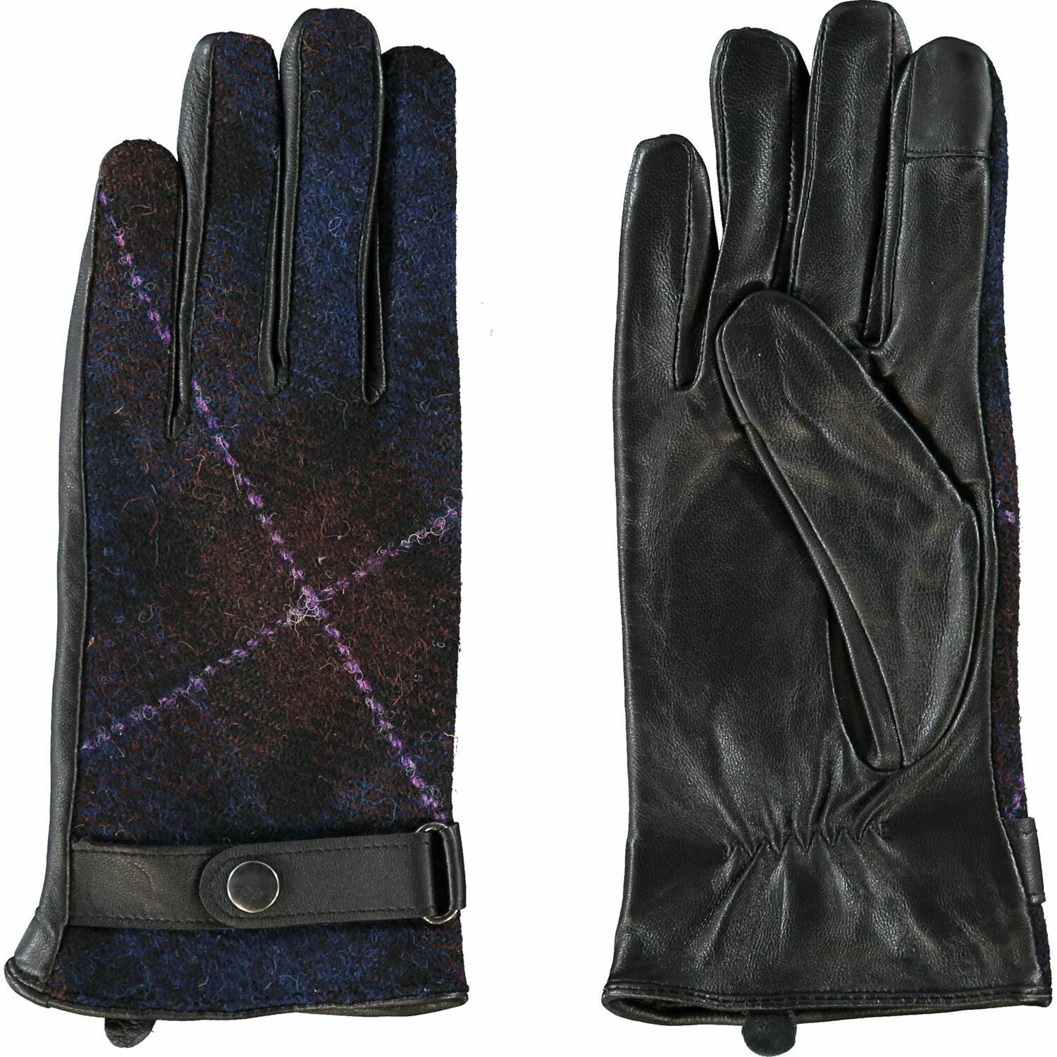 Genuine HARRIS TWEED Women's FAILSWORTH Leather & Tweed Wool Gloves, size M/L