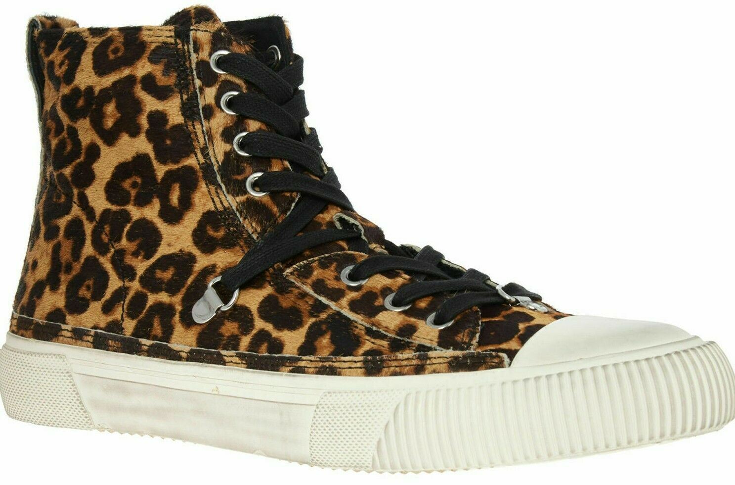 ALLSAINTS Womens ELENA Leopard Calf Hair Hi Top Trainers Sneakers size UK 6 EU39