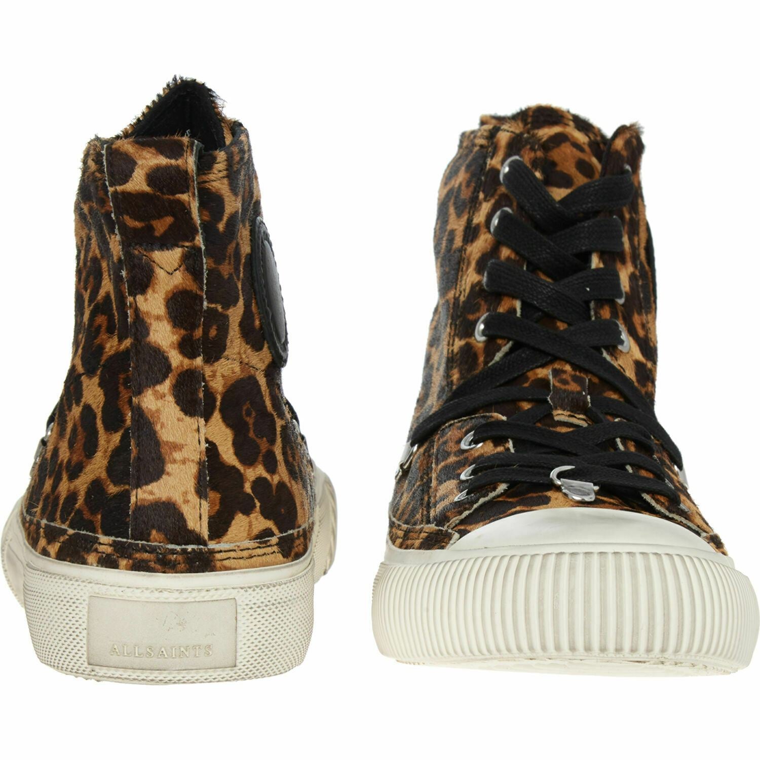 ALLSAINTS Womens ELENA Leopard Calf Hair Hi Top Trainers Sneakers size UK 6 EU39