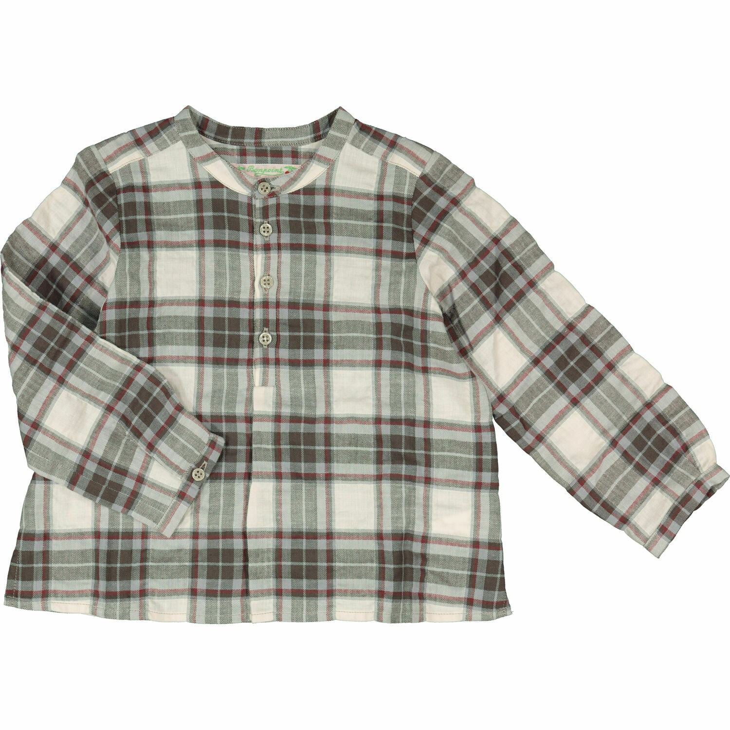 BONPOINT Baby Girls' Long Sleeve Checked Shirt Top, White/Red/Grey,18 months