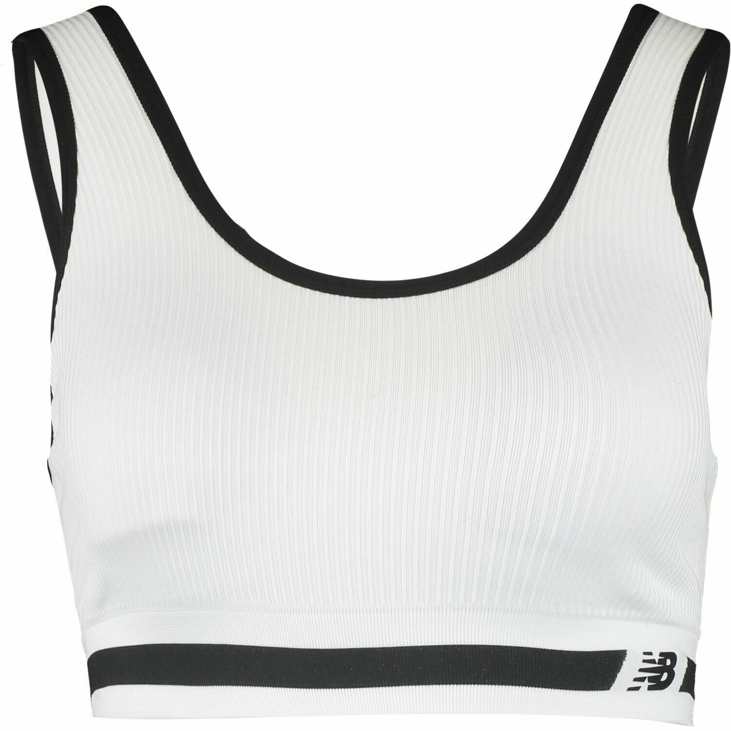 NEW BALANCE Women's Medium Impact White Ribbed Sports Bra, size L