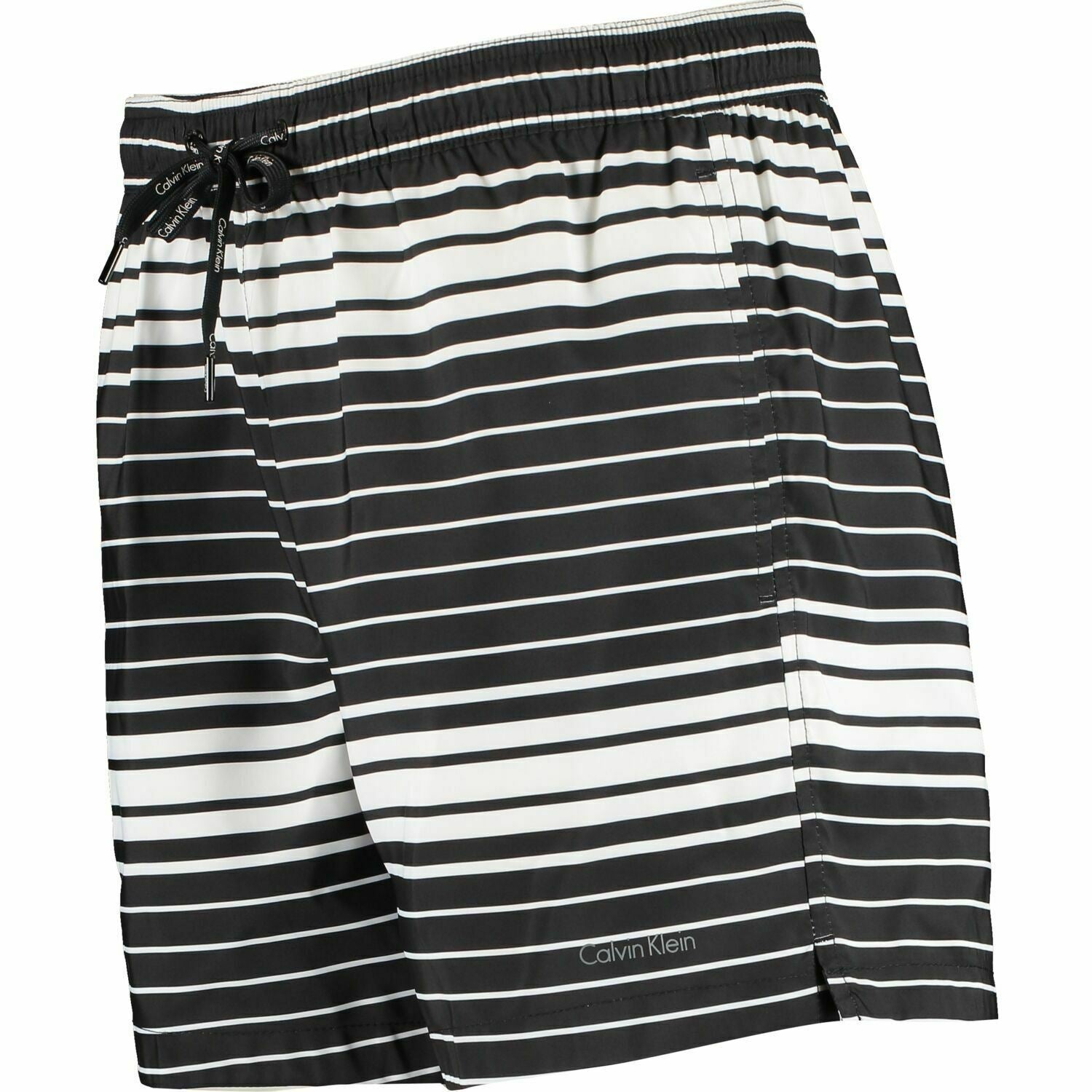 CALVIN KLEIN Men's Swim Shorts, Graphic Stripe Print, Black/White, size M