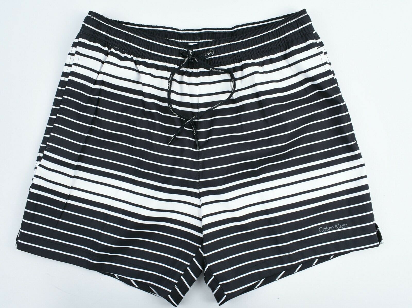 CALVIN KLEIN Men's Swim Shorts, Graphic Stripe Print, Black/White, size M