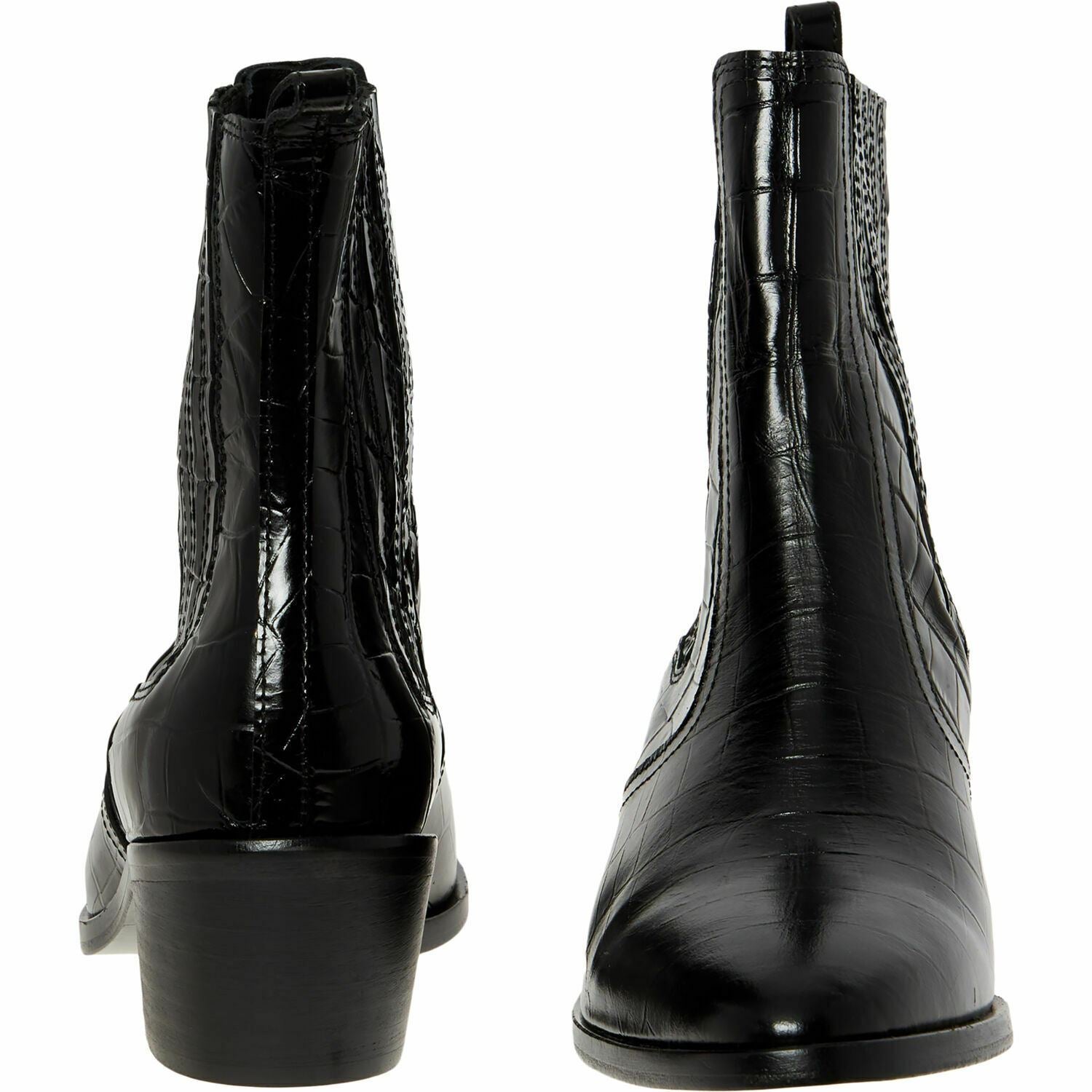 ALLSAINTS Women's MIRIAM CROCO Genuine Leather Boots, Black, UK 4 / EU 37