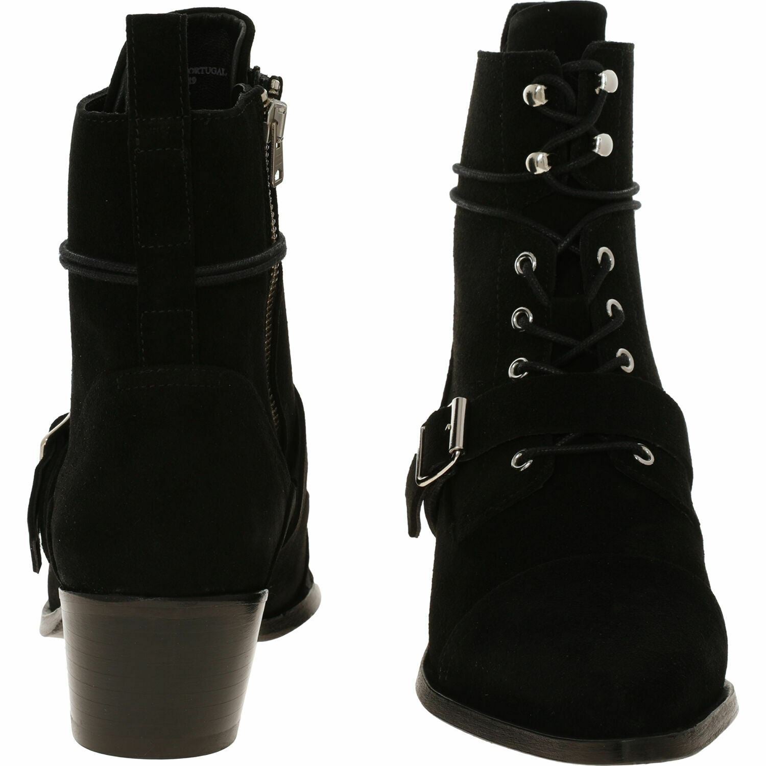 ALLSAINTS Women's KATY Genuine Suede Leather Boots, Black, UK 6 / EU 39