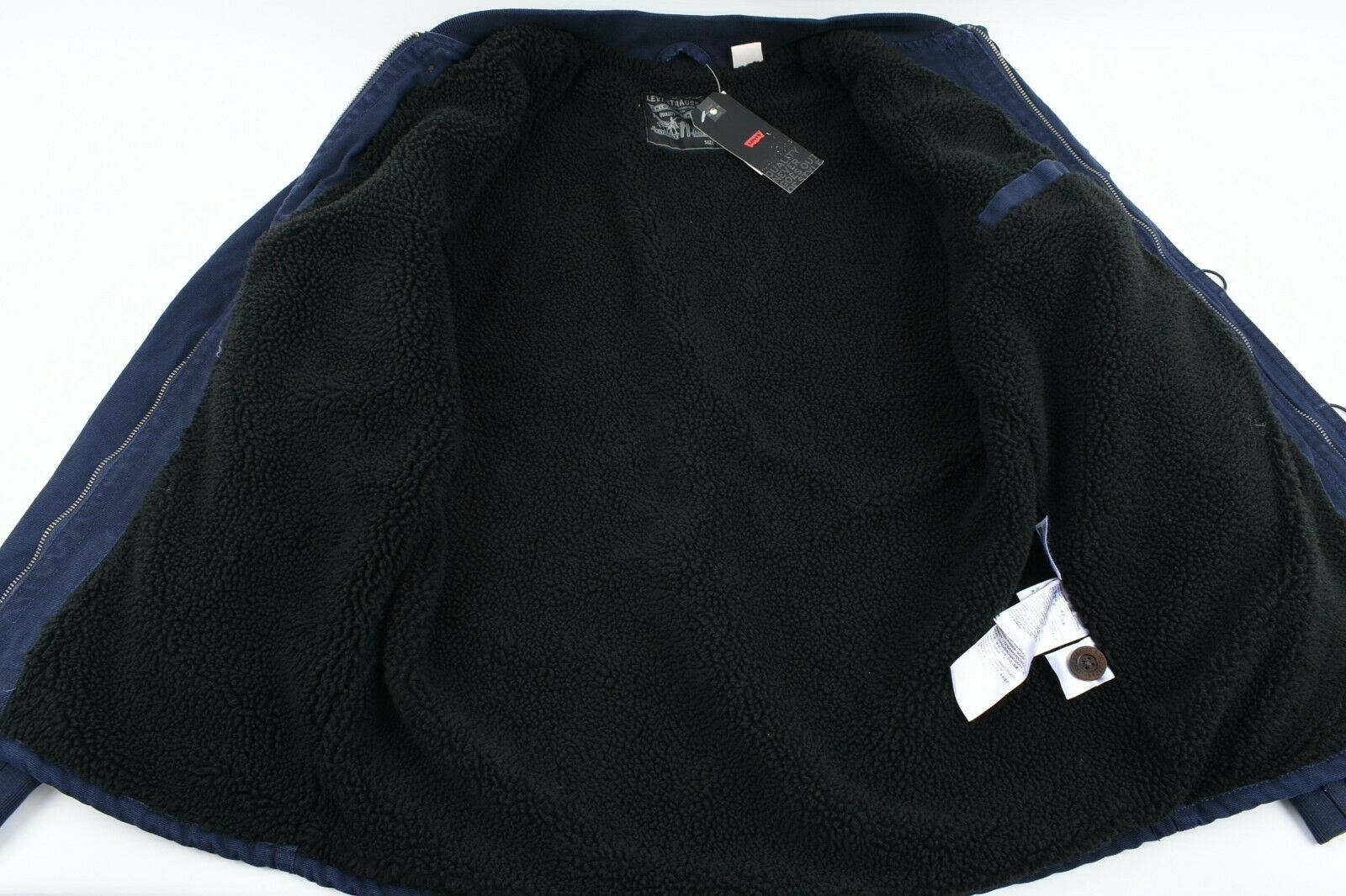 LEVI'S Men's Navy Blue Canvas Fleece Lined Jacket, size SMALL