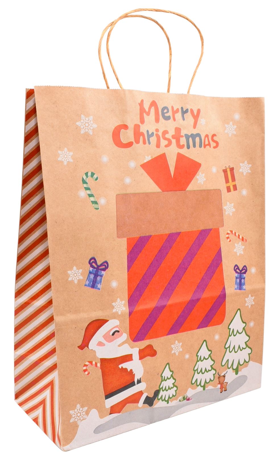 7Pcs Christmas Gift Bags - Brown Recyclable Kraft Paper Present Bags, 33x26x12cm