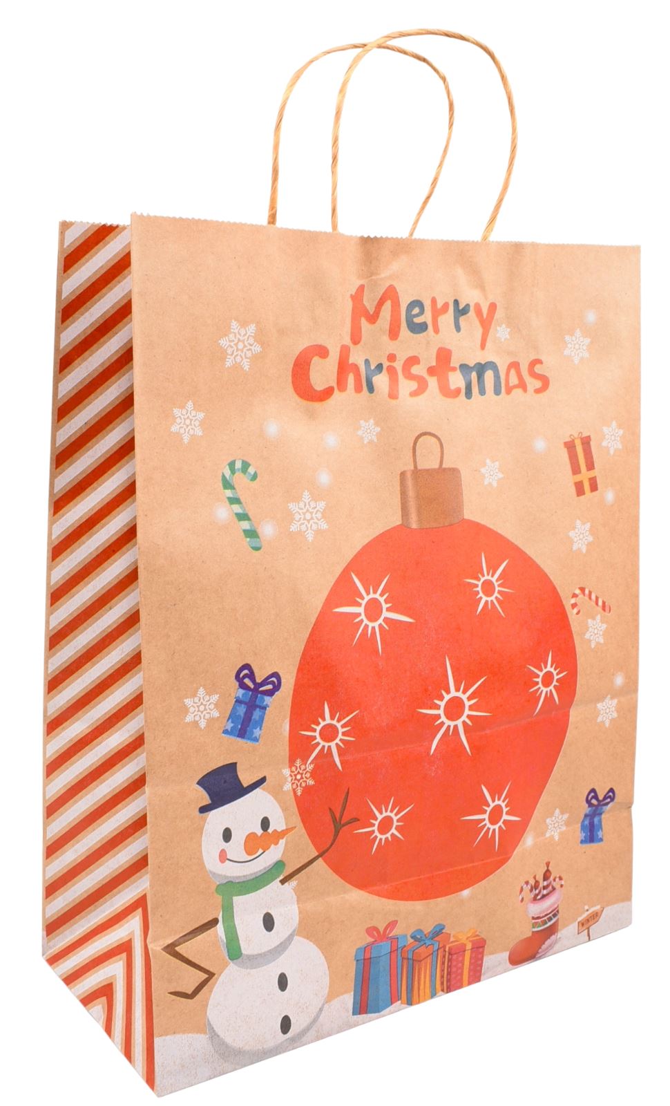 7Pcs Christmas Gift Bags - Brown Recyclable Kraft Paper Present Bags, 33x26x12cm