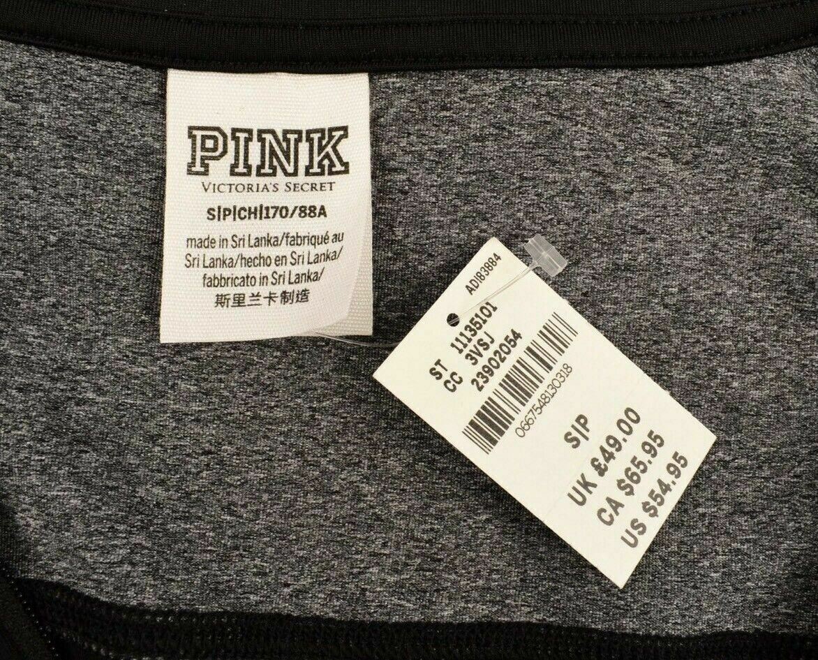 VICTORIA'S SECRET PINK Women's 1/2 Zip Performance Top, Black/Grey, size SMALL