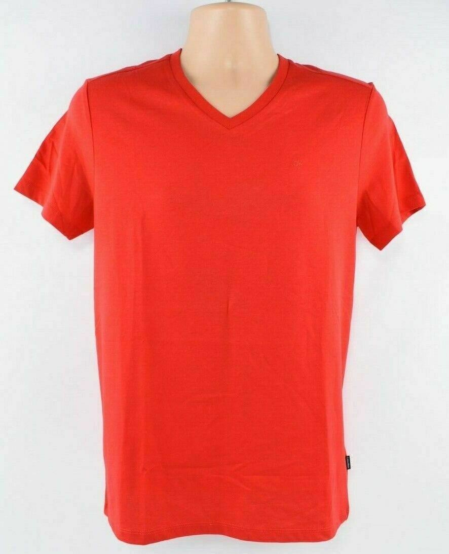 CALVIN KLEIN Men's V-neck T-shirt, Liquid Touch Cotton, Slim Fit, Red, size S
