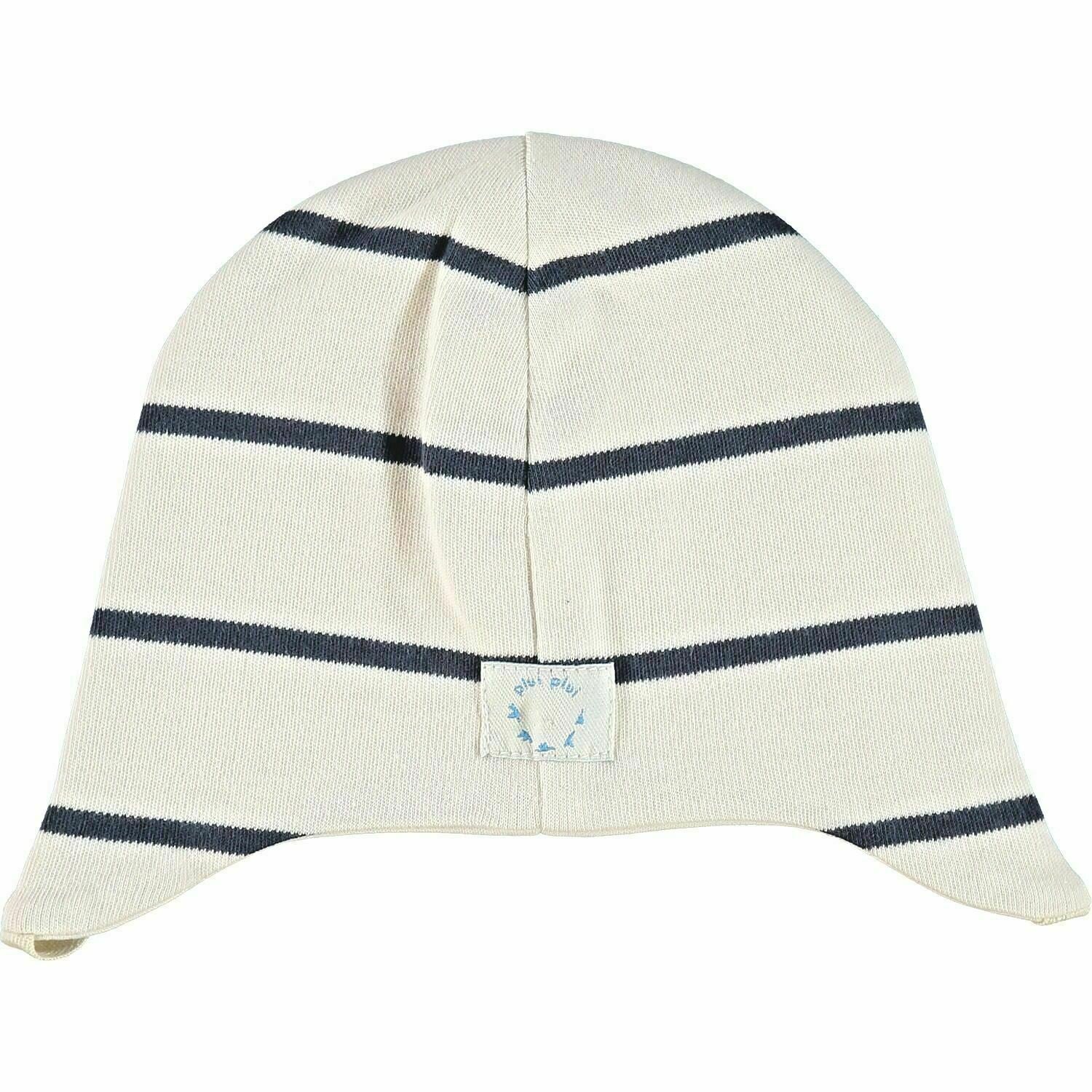PLUI PLUI Baby Boys' Hat - Cream with Blue Stripes - 1 years to 2 years
