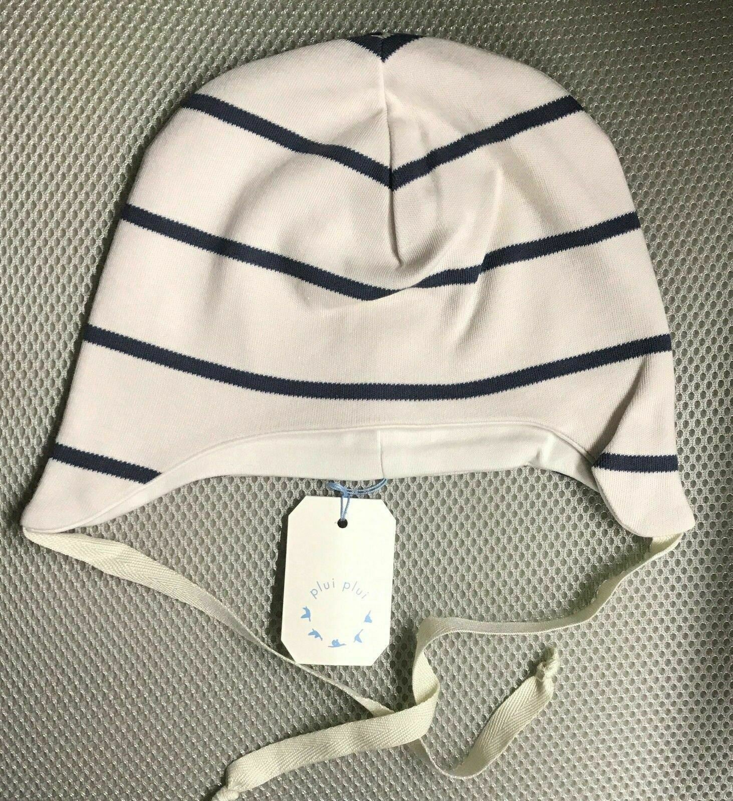 PLUI PLUI Baby Boys' Hat - Cream with Blue Stripes - 1 years to 2 years