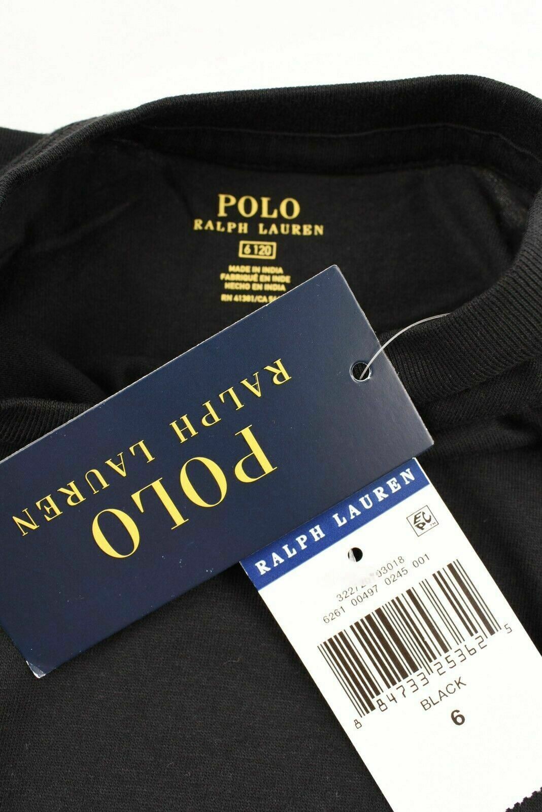 POLO RALPH LAUREN Boys' Kids' Classic Crew Neck T-shirt, Black, 6 years /7 years