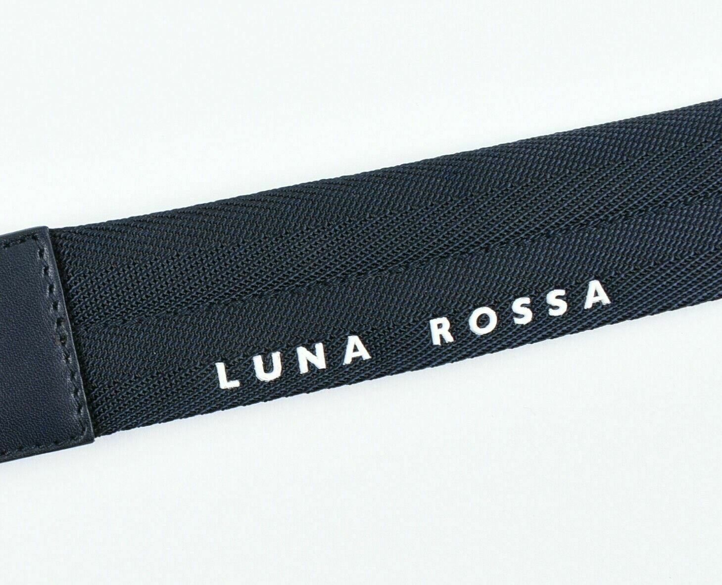 PRADA Women's Luna Rossa Leather & Woven Fabric Belt, Navy Blue, size XS