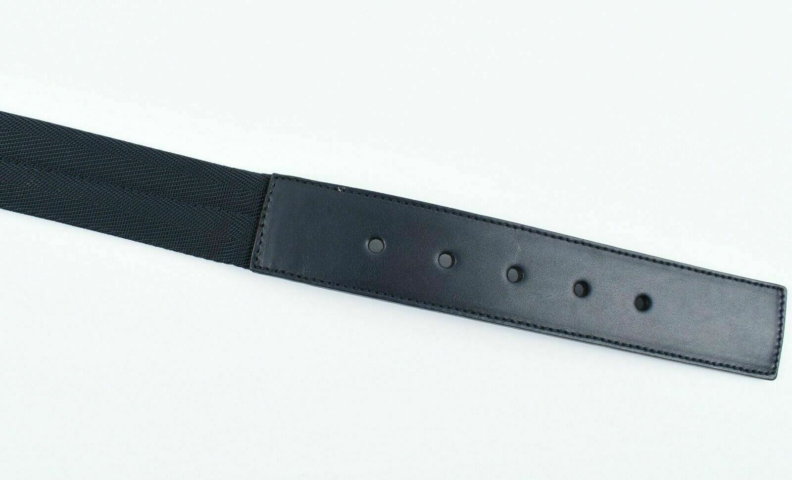 PRADA Women's Luna Rossa Leather & Woven Fabric Belt, Navy Blue, size XS