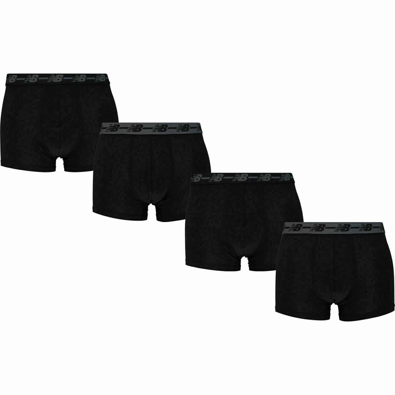 NEW BALANCE Men's 4-Pack Premium Performance Boxer Trunks, Black, size S