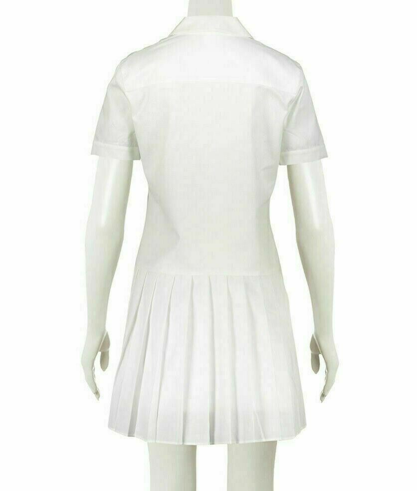 FRED PERRY Women's White Collared Pleated Back Dress, White, size UK 10