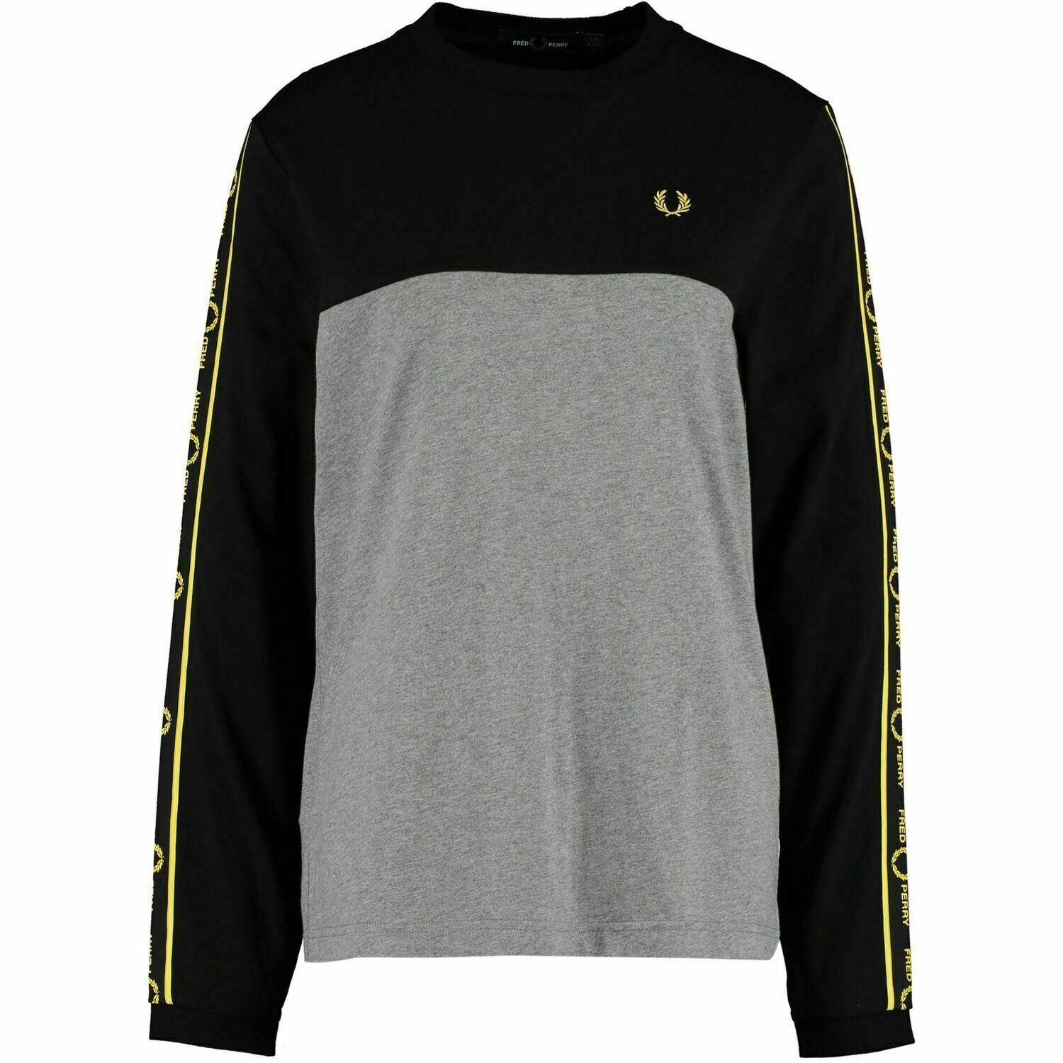 FRED PERRY Women's Black & Grey Heather Long Sleeve Top, size UK 10