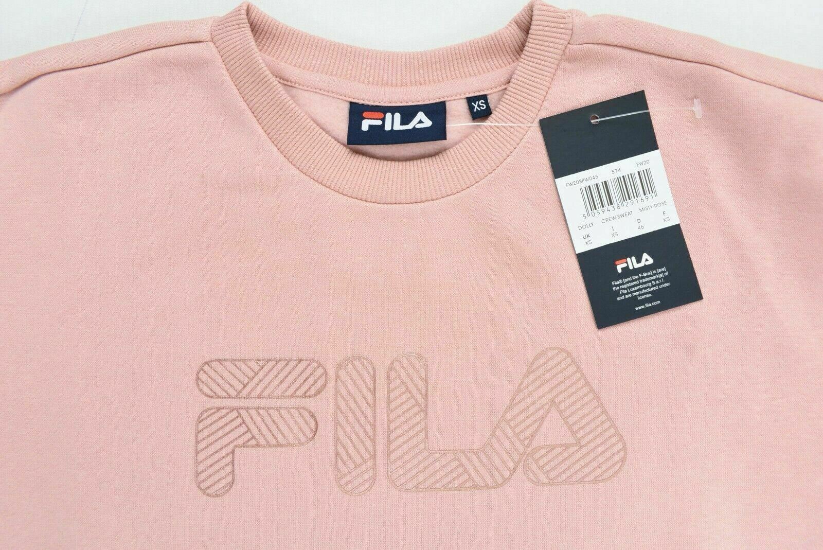 FILA Women's DOLLY Cropped Sweatshirt Top, Misty Rose, size XS