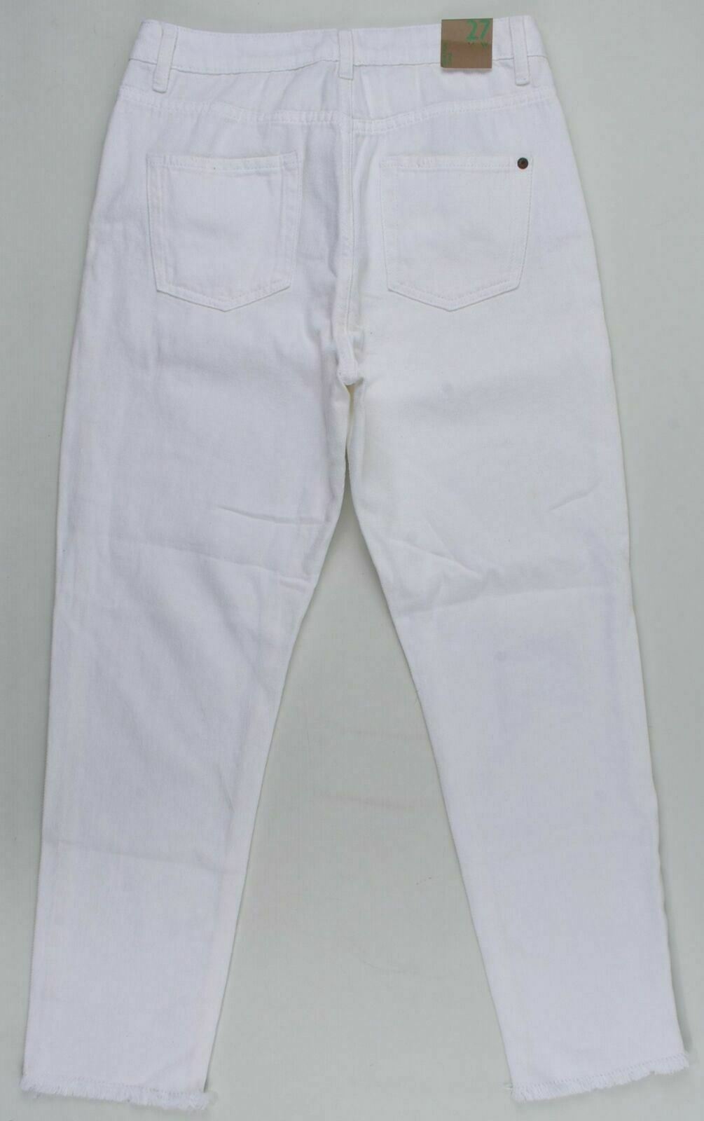 BENETTON JEANS Women's Boyfriend Cut Distressed look White Jeans- W27