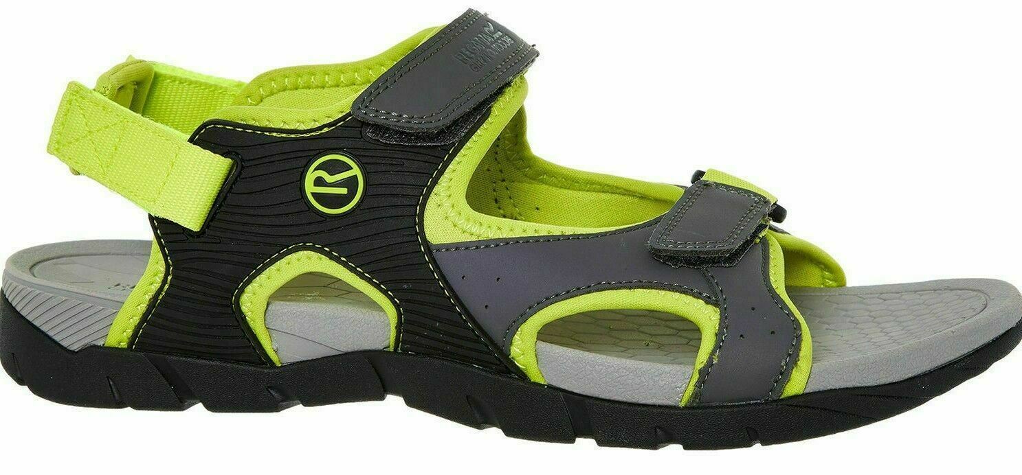REGATTA Men's RAFTA Sport Sandals, Granite/Lime Punch, size UK 9.5 EU 44