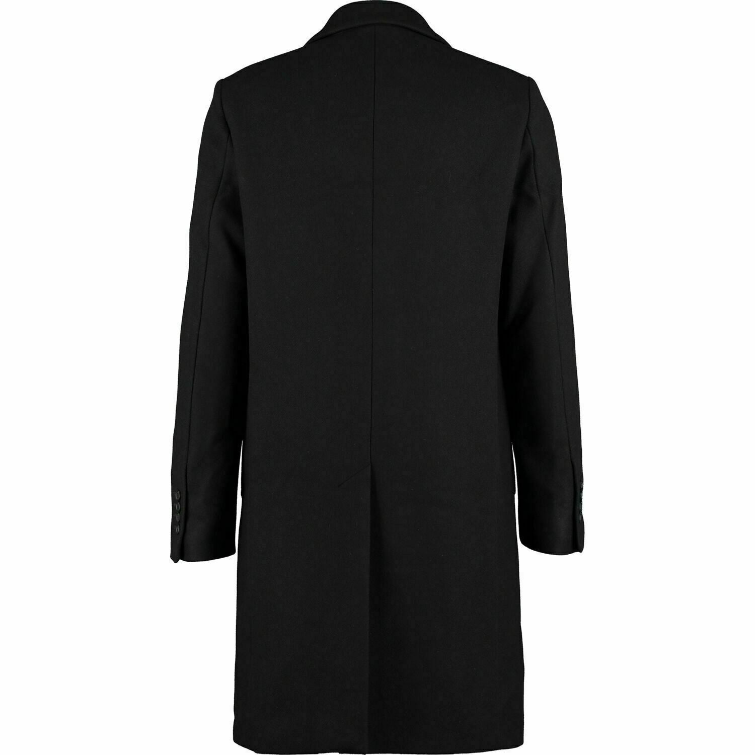 LOVE MOSCHINO Men's Black Wool Blend Coat, 80% Wool, Printed Shoulder, size 40