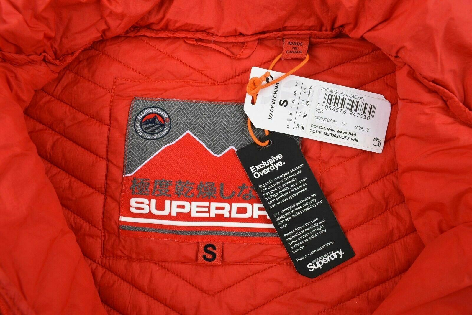 SUPERDRY Men's VINTAGE FUJI Lightly Padded Quilted Hooded Jacket, Red, size S