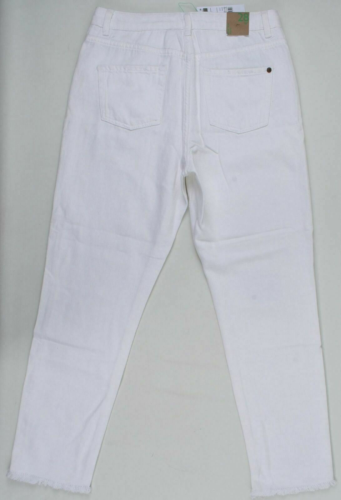 BENETTON JEANS Women's Boyfriend Cut Distressed look White Jeans- W28