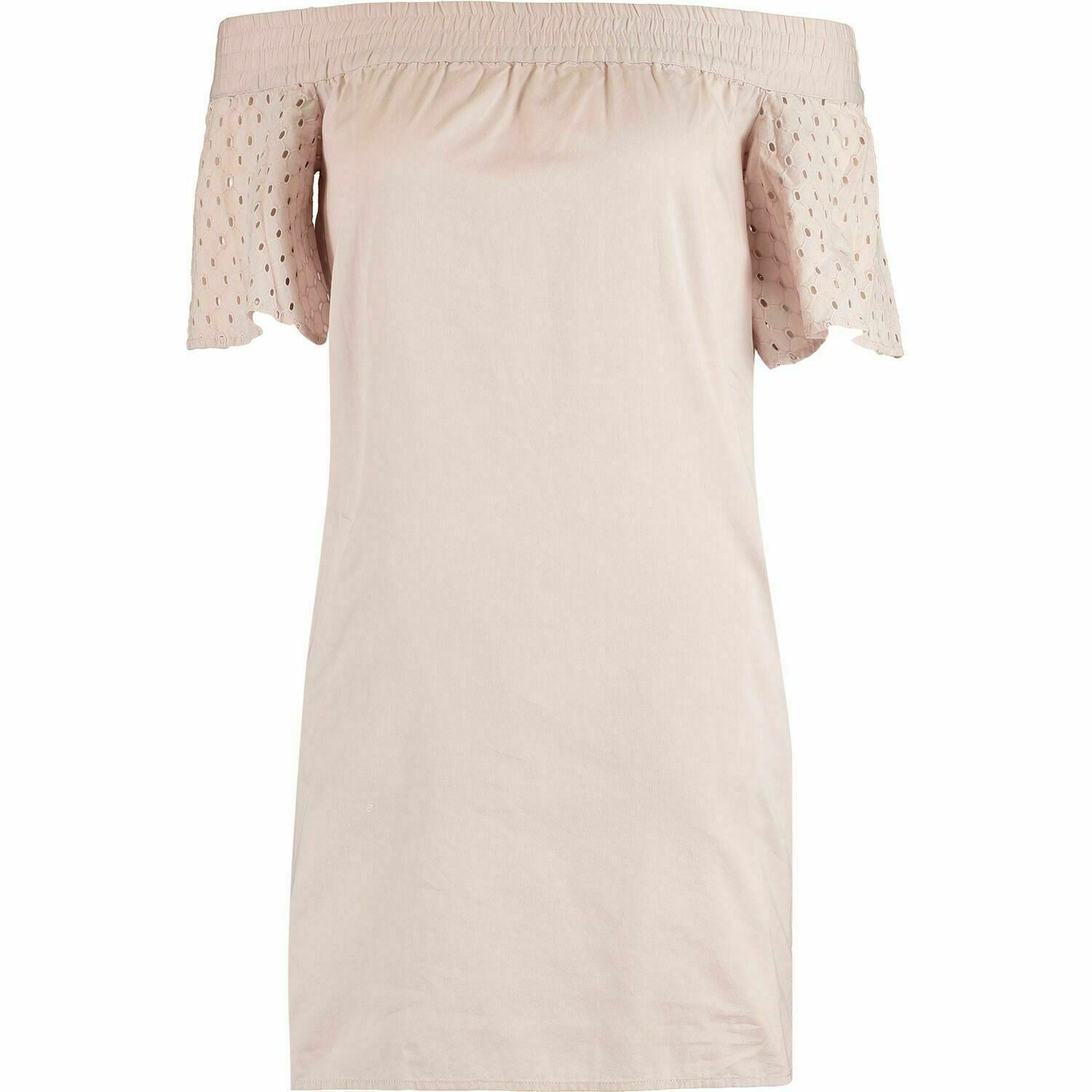 ALLSAINTS Women's LIVIA Bardot Neckline Dress, Champagne Pink, size S / UK 10
